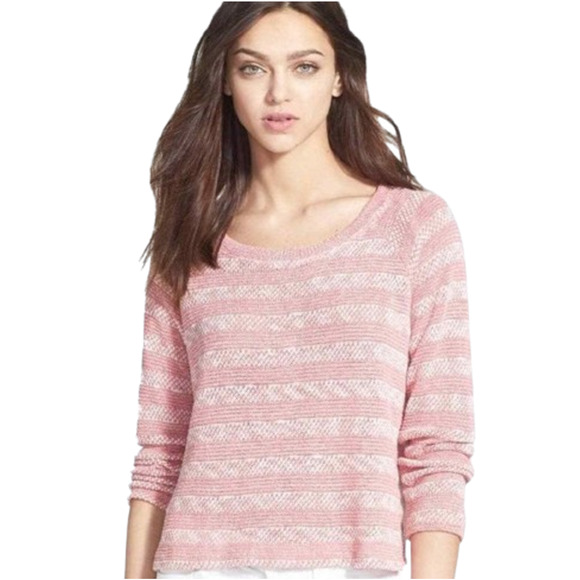 Splendid Sweater Womens Extra Small Dusty Rose Sierra Striped Knit Raglan Boxy - Picture 12 of 13